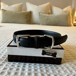 Vintage Coach Black Leather Dog Collar Size Small 11-13 inches